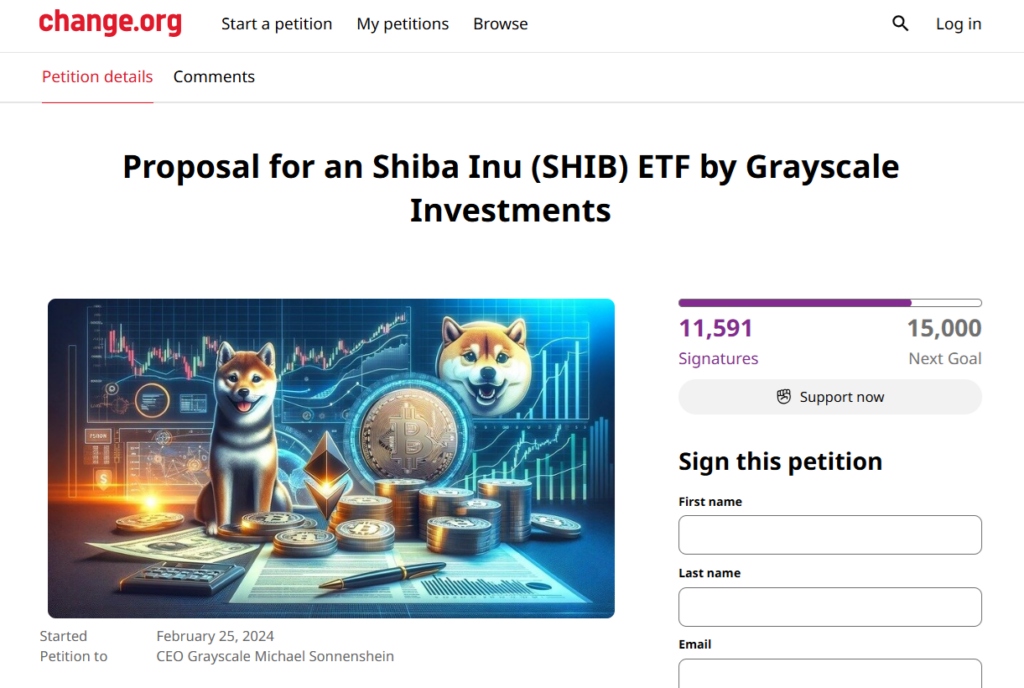 Shiba Inu ETF Petition Reaches Milestone 10,000 Signatures