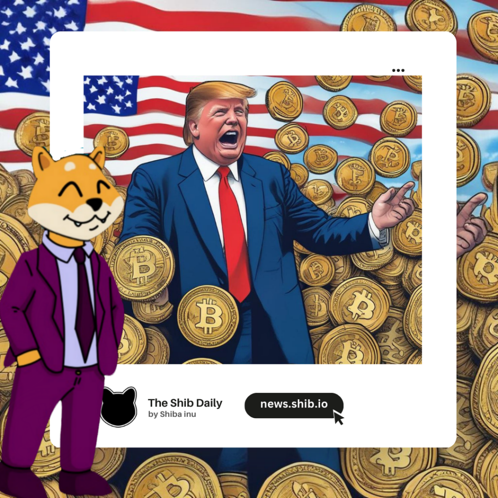 A representation of Trump on his pro crypto stance