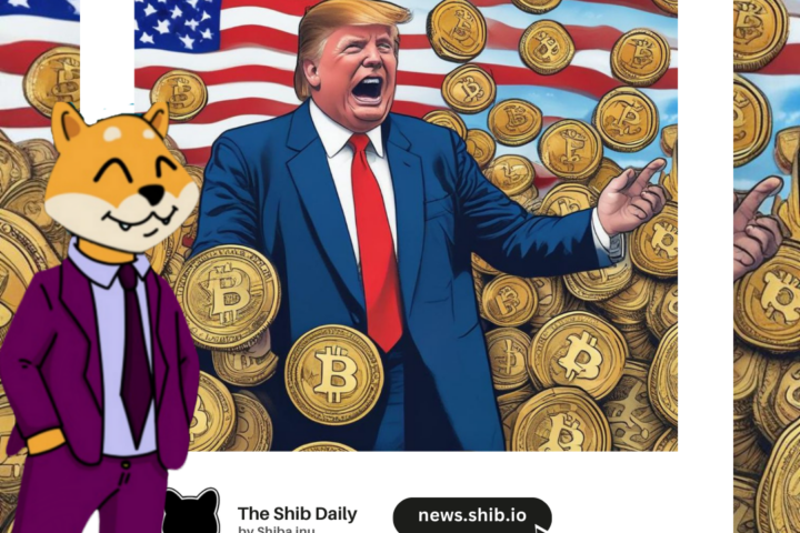 A representation of Trump on his pro crypto stance