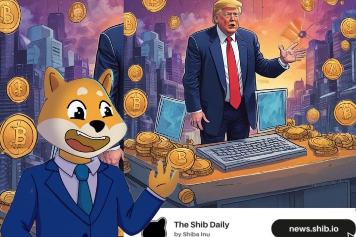 A representation of Donald Trump launching his own crypto platform