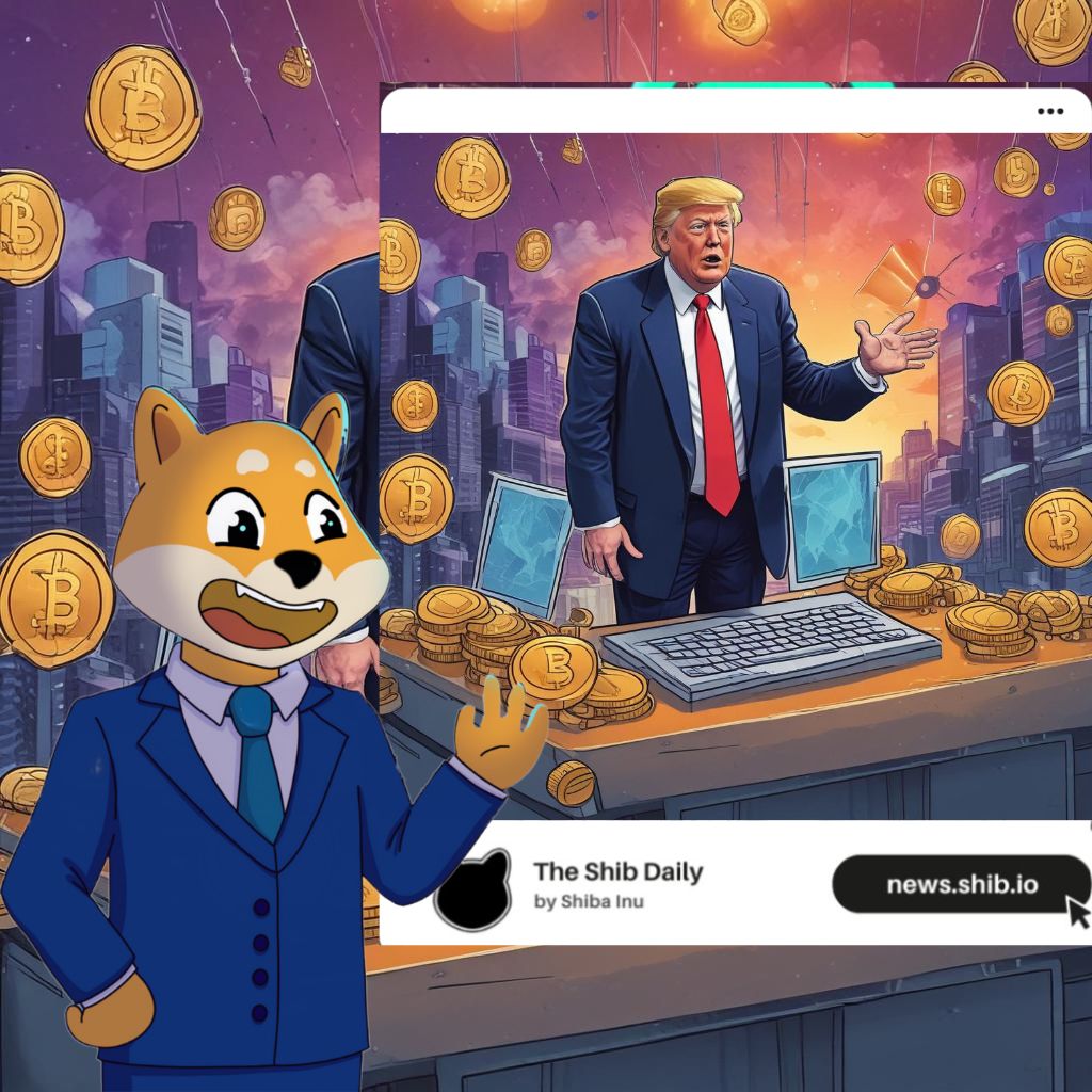 A representation of Donald Trump launching his own crypto platform