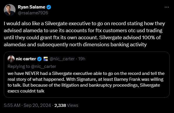 former FTX co-CEO Ryan Salame on Silvergate