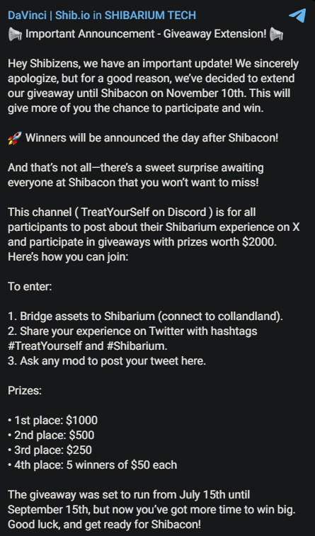 Shibarium Giveaway Extended, Sweet Surprise Awaits at Shibacon