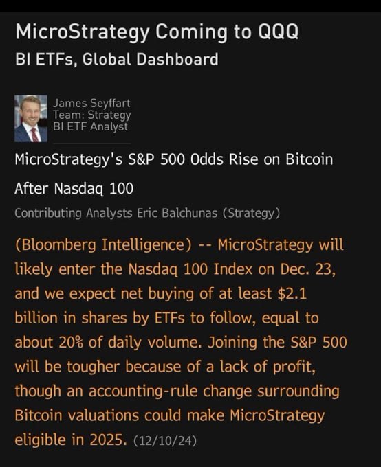 MicroStrategy Poised for Nasdaq 100 Inclusion 