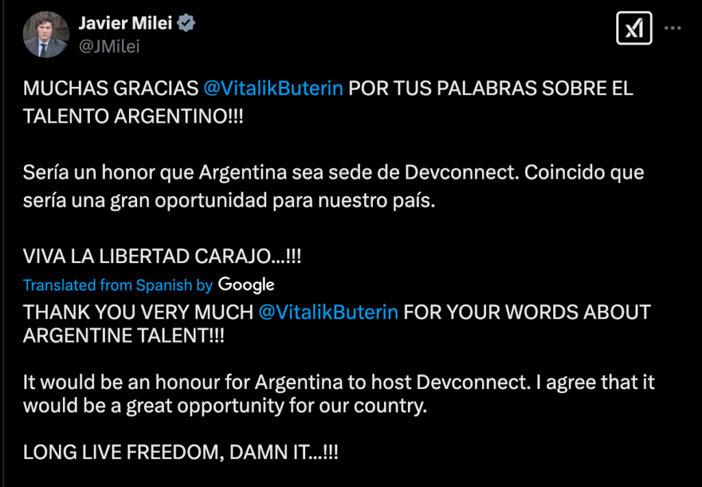 Buterin Endorses Argentina&rsquo;s Booming Crypto Scene